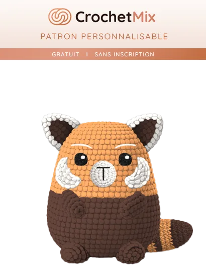 Amigurumi Panda roux — patron crochet personnalisable